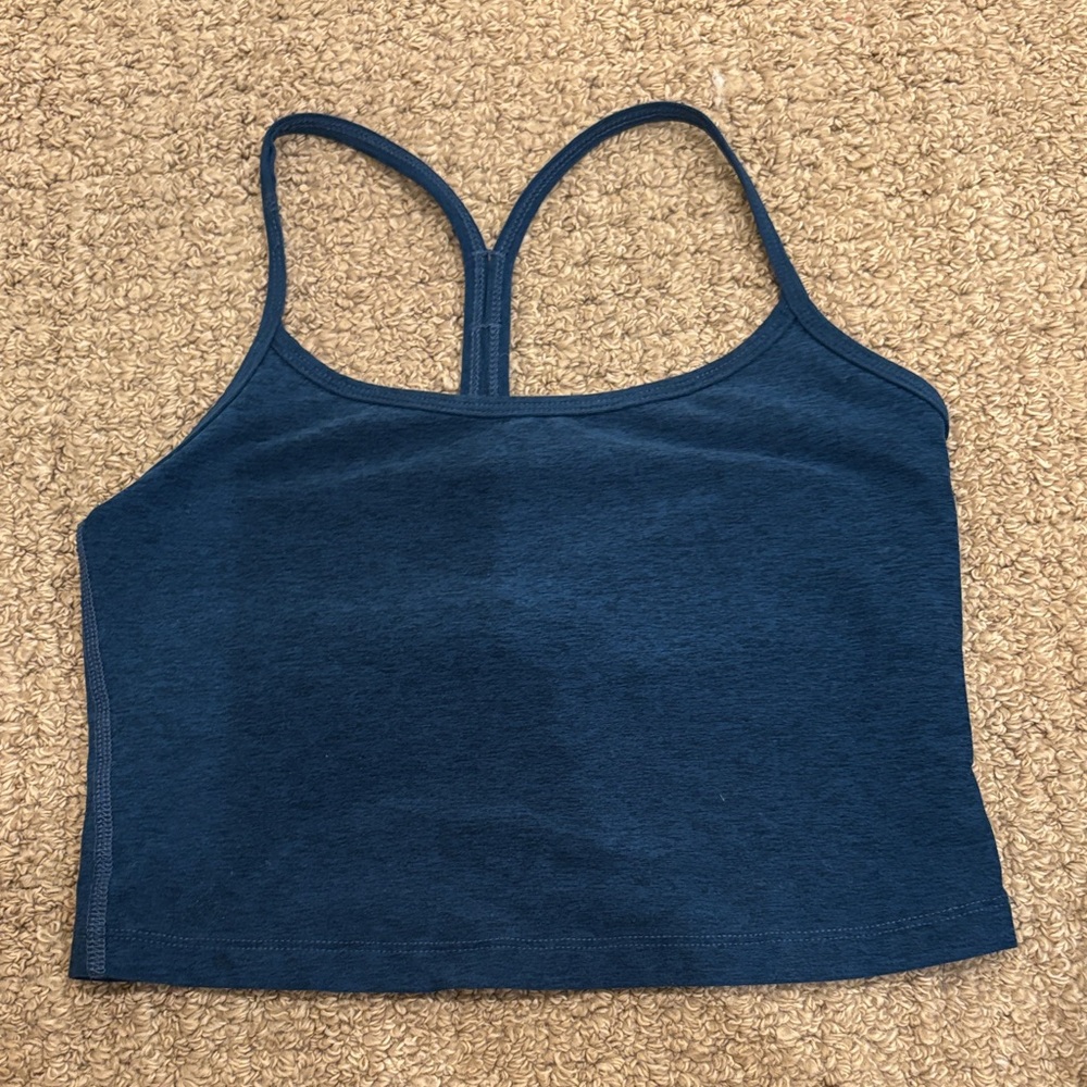 Beyond Yoga Blue Racerback Cropped Tank